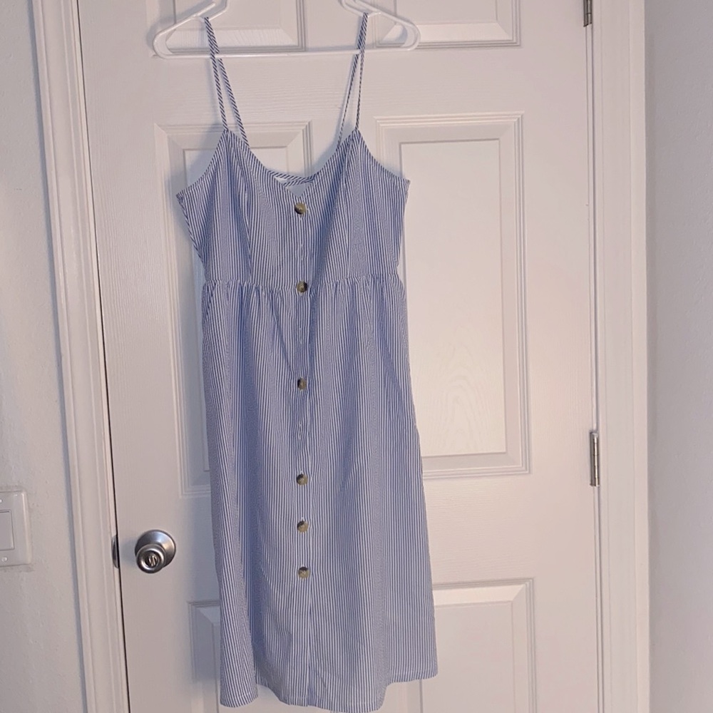 Blue and white stripped dress